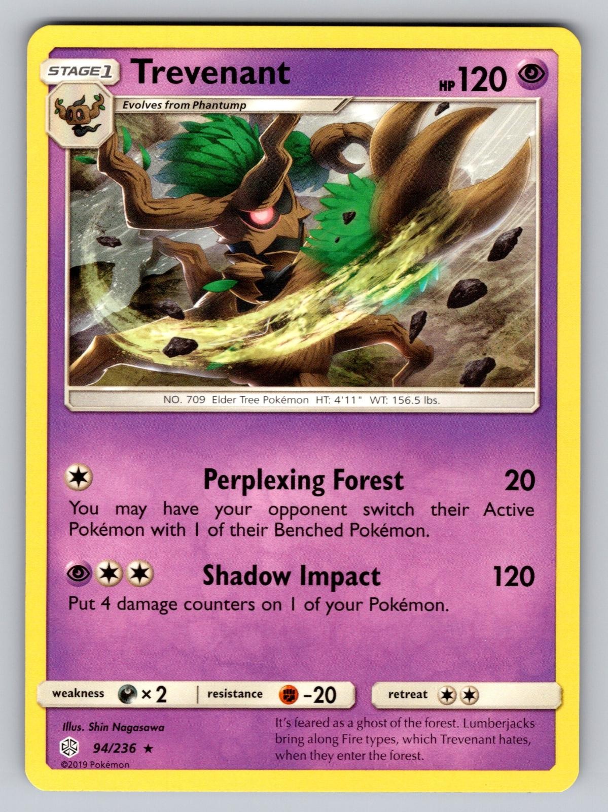 Trevenant 94/236 Rare Cosmic Eclipse Pokemon Lightly Played