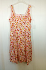 NWT Free Assembly Dress XXL 18-20 Pink Floral Lined Midi Sundress Pockets Cotton