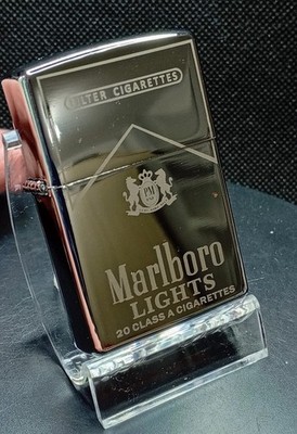 sturmfeuerzeug / hochglanz-silber /  neu / mit marlboro druck