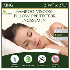 FOUR SEASONS ESSENTIALS KING SIZE WATERPROOF PILLOW PROTECTORS FOUR SEASONS