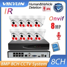 Vikylin 12MP 8CH NVR 8POE 4K 8MP IR IP Camera Kit MIC Security Outdoor CCTV Lot
