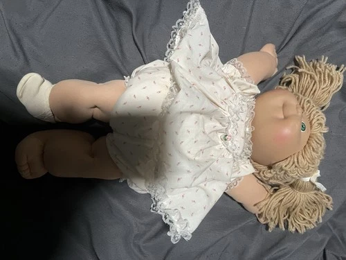 Cabbage Patch Kids Cloth Baby Doll, Blonde Yarn Hair, Floral Outfit, Soft Body