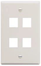 ICC FACEPLATE FLAT 1-GANG 4-PORT WHITE IC107F04WH UPC 633758004862 -