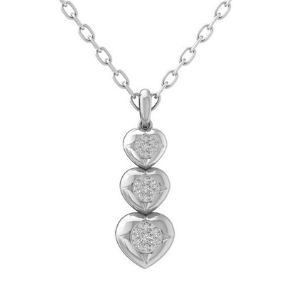 Sterlingsilber 0,2 kt im Labor gezüchteter Diamant Herz Anhänger Halskette 18'' Kabel Kette