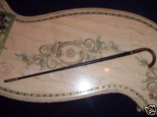 HAND MADE CARVED WOOD  BRASS CROOK WALKING STICK CANE