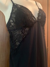Vintage Victoria Secret Slip Nightgown Black Lace Bust Sides Large side slits