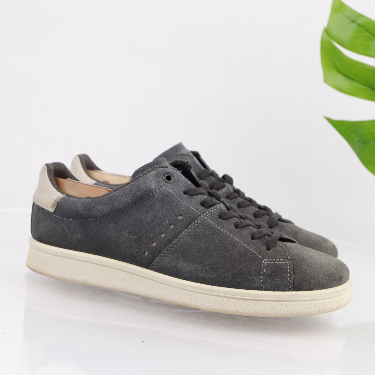 Ecco Mens Kallum Sneaker Size 42 8 Gray Suede Casual Lace Up 