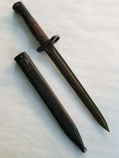 BELGIAN ARMY ISSUE BAYONET WITH METAL SCABBARD.