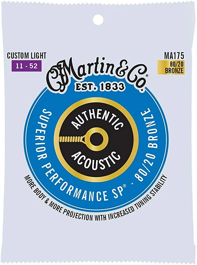 Jeu de cordes de guitare acoustique "Custom Light" 11-52 MA175 Martin and Co