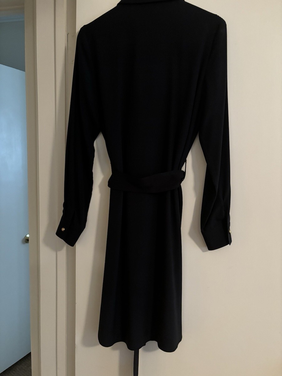 black silk button up dress Anais Long Sleeve Silk Shirt Dress in Black XS/S