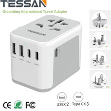 International Travel Adapter UK to Europe with 2 USB A &3 USB C for EU USA AU CN