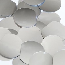 Sequin Three Quarter Round 1.5" Silver Metallic Couture Paillettes. Made in USA.