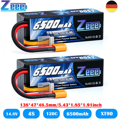 2x Zeee 14.8V 4S Lipo Akku 120C 6500mAh XT90 Hardcase für RC Auto Flugzeug Boat