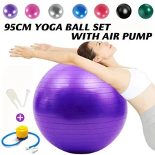 95cm 37.4" Yoga Ball Anti Burst Exercise Fitness Balance Gymnastic With Air Pump