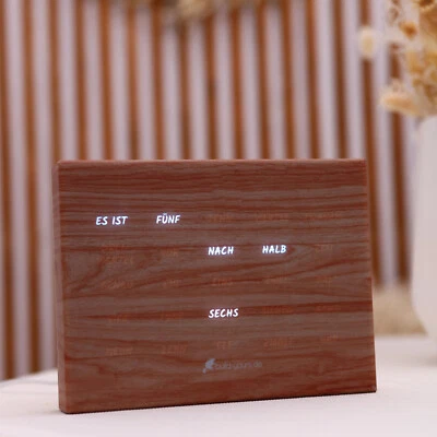 BoxClock Holz Optik- Die Wortuhr für den Schreibtisch - LED Standuhr - Bild 1 von 4
