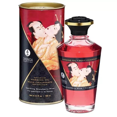 Shunga Aphrodisiac Warming Oil-Sparkling Strawberry Wine 3.5oz ITEM #SH2208