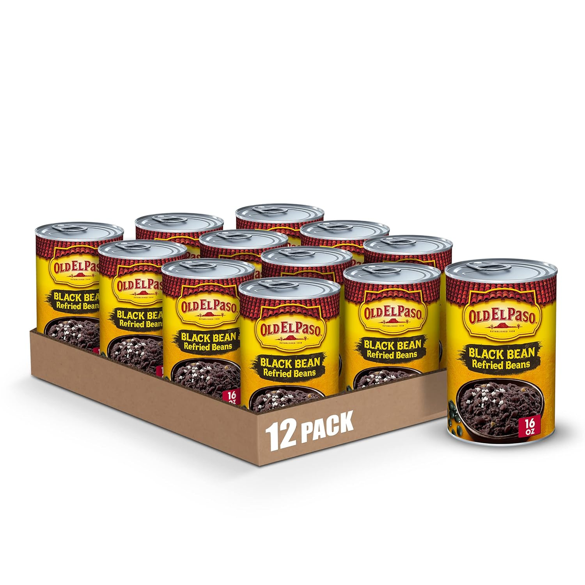 Black Bean Refried Beans, 16 (Pack of 12)