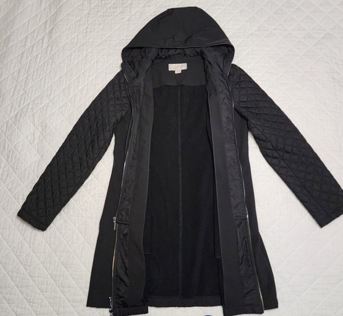 Giacca cappotto Michael Michael Kors donna con cappuccio impermeabile anorak nero medio - Foto 11 di 14