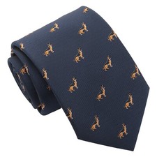 Navy Blue German Shepherd Embroidered Dog Novelty Classic Mens Tie by DQT