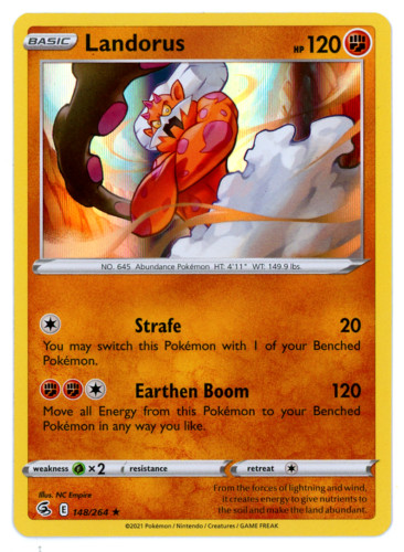 Pokemon Card Fusion Strike Landorus 148/264 Holo Rare - NM/MT