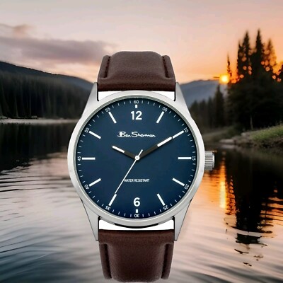 Ben Sherman Men's Brown Strap Watch Gift Set With A Blue Dial And