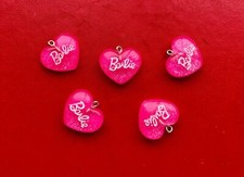 5 X BARBIE HEARTS PINK CHARMS PENDANTS JEWELLERY MAKING EARRINGS