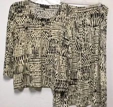 Jones Wear Women 2 Piece Skirt Dress Set Size L Top With M Skirt Black Beige 194