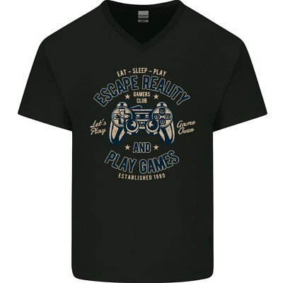 Escape Reality Und Play Games Herren V-Neck Cotton Maglietta
