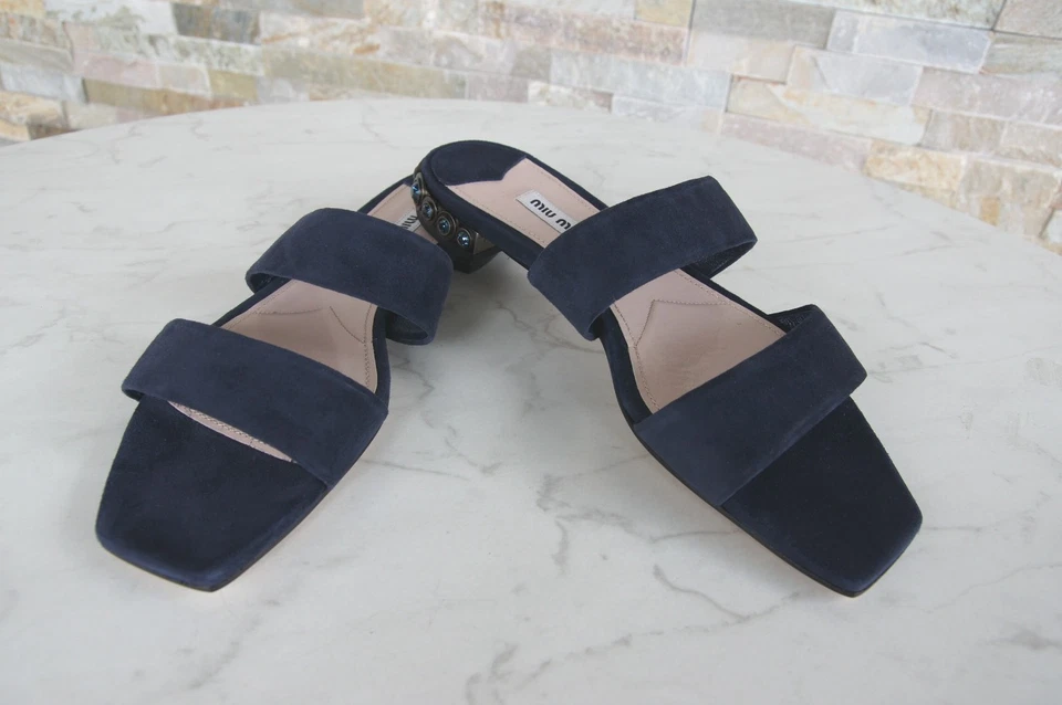 MIU MIU 35,5 Zapatillas Sandalias Nuevas Azul Cabra NEU Antiguo UVP650€ - Imagen 3 de 4