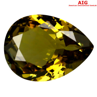 2.69 ct AIG Certified Significant Pear (11 x 8 mm) Brownish Yellow Tanzanite