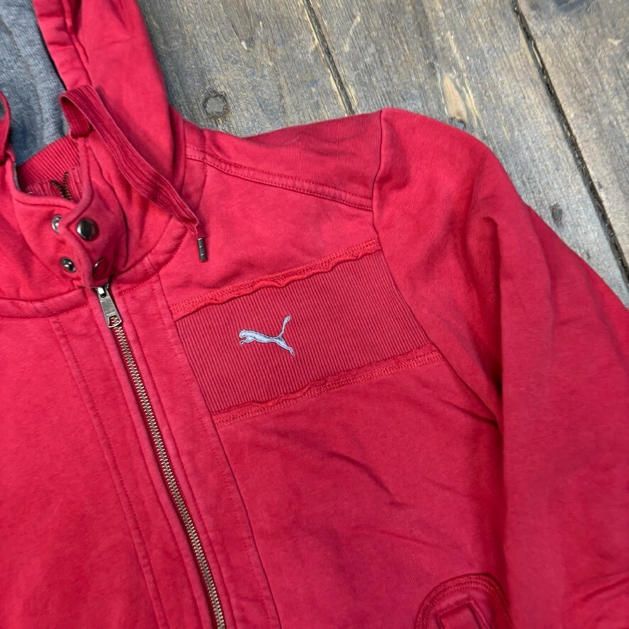 Puma Hoodie Mens Y2K Full Zip Vintage Sweatshirt, Red, Medium image 4