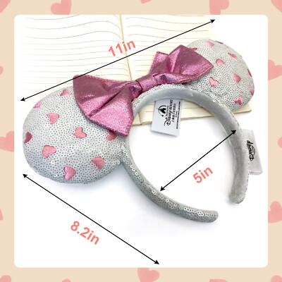 White Heart Sequin Mickey Mouse Minnie Ears Disney-Parks  display picture 2