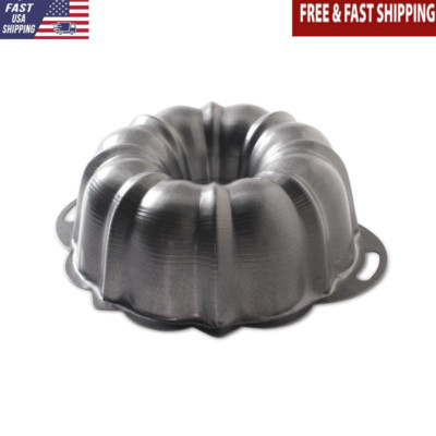 12 Cup Nonstick Formed Aluminum Bundt Cake Pan Round Gray Without PFAS Home New