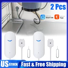 2Pcs Smart WiFi Water Leak Sensor Flood Leakage Level Alarm Overflow Detector US