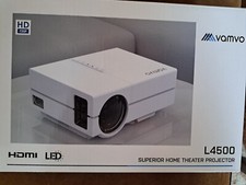 Video Projector.Vamvo L4500 White Portable HDMI LED Superior Home Theater.