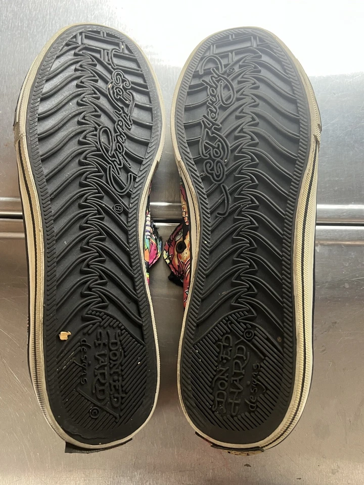 Y2K 复古 Ed Hardy 男式低帮时尚运动鞋 12 码黑色红色头骨一脚蹬 — 第 4/4 张图片