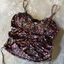 For Love And Lemons Melrose Floral Satin Bustier Corset Top MEDIUM