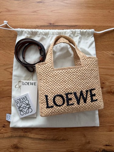 LOEWE FONT TOTE MINI RAFFIA BAG 975276