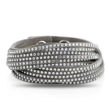 Swarovski Slake Grey 2 in 1 Suede Wrap Bracelet 5181989 M Medium 5181989-M