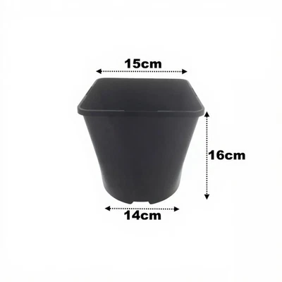 3 Litre Square Plant Pots Black Plastic Garden Nursery Seed Flower Pot Qty = 10 - Image 1 of 4