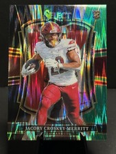 2025 Panini Select Premier Level Jacory Croskey-Merritt Black/Green Shock (RC)