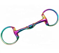 Rainbow Dee Ring Horse Bit – Double Joint Snaffle Stainless Steel  4.5” to 7”