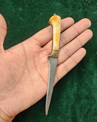 Old Mughal Sikh wootz Gold damascened fruit cutter kard KNIFE khanjar