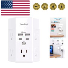 Multi Plug Outlet, Surge Protector, 5 Outlet Extender with 4 USB Charging Por...