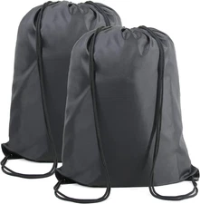 Black Drawstring Backpack Bags Bulk 2 Pack X-Large 22.4" L X 17.5" W Sports Cinc