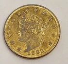 1883 Coin Liberty Head "Racketeer nickel" Gold Gilded Ex Condition
