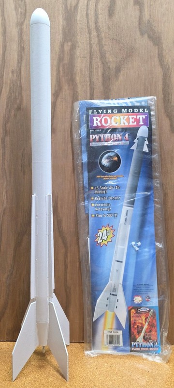 Vintage Estes #2054 Python 4, Scale Model Rocket,  Built, Never Flown, Very Good