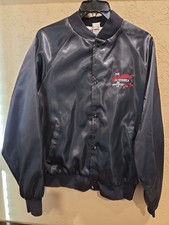 Vtg Chevrolet Chevy The Heartbeat of America Black Satin Jacket LG NICE