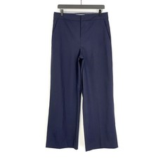 EVERLANE Flat Front Wide Leg Wool Trouser Navy Blue 6