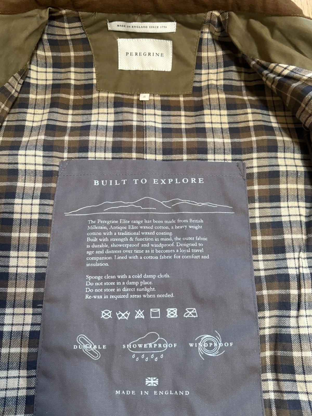 2021 RARE Peregrine x Dant Bexley Waxed Cotton Jacket Brown Size SMALL BNWT - product detail image 6